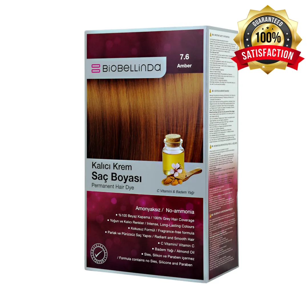 Biobellinda Kalıcı Krem Saç Boyası 7.6 Amber